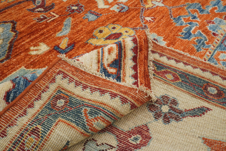 8x10 Orange Oushak Turkish Hand knotted Oriental Rug - Yildiz Rugs