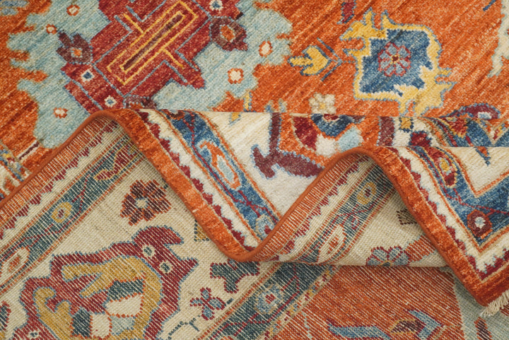 8x10 Orange Oushak Turkish Hand knotted Oriental Rug - Yildiz Rugs