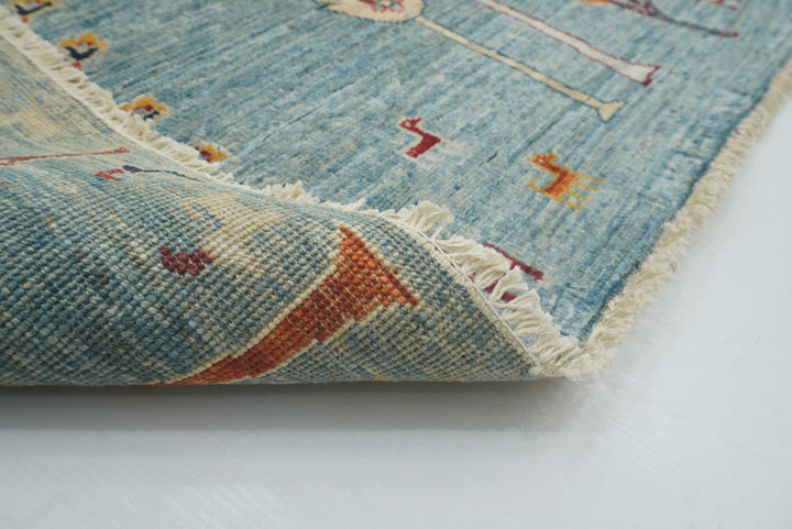 9x12 Blue Gabbeh Afghan Hand-Knotted Tree of life Rug - Yildiz Rugs