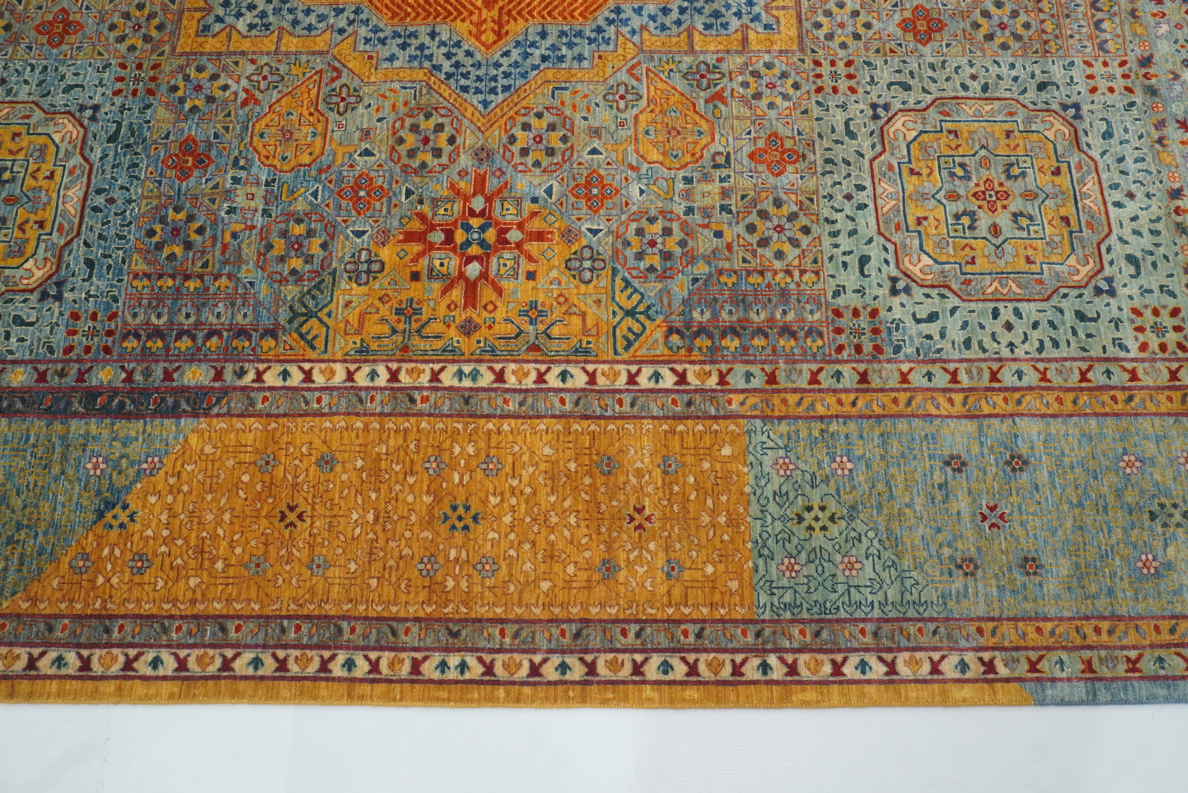 9x12 Blue Mamluk Hand Knotted Medallion Rug - Yildiz Rugs