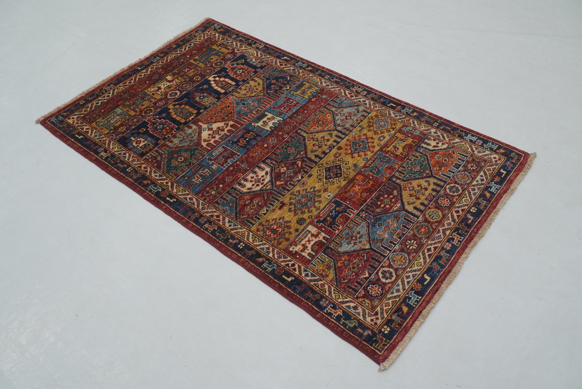 3x5 Red Animal Gabbeh Afghan Hand Knotted Animal Rug