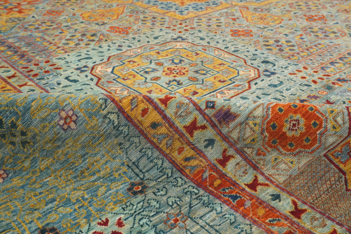 9x12 Blue Mamluk Hand Knotted Medallion Rug - Yildiz Rugs