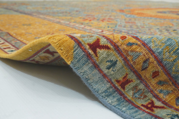 9x12 Blue Mamluk Hand Knotted Medallion Rug - Yildiz Rugs