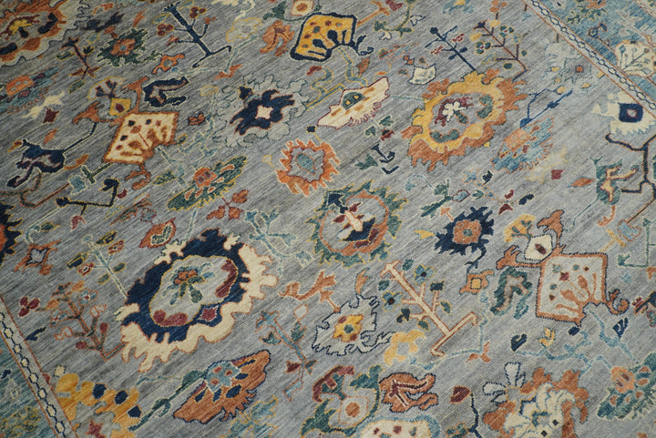 9x12 Gray Oushak Hand knotted Wool Oriental Rug - Yildiz Rugs