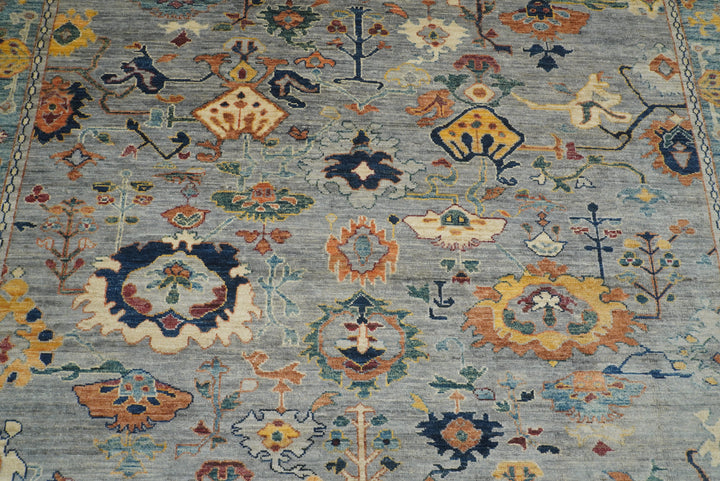 9x12 Gray Oushak Hand knotted Wool Oriental Rug - Yildiz Rugs