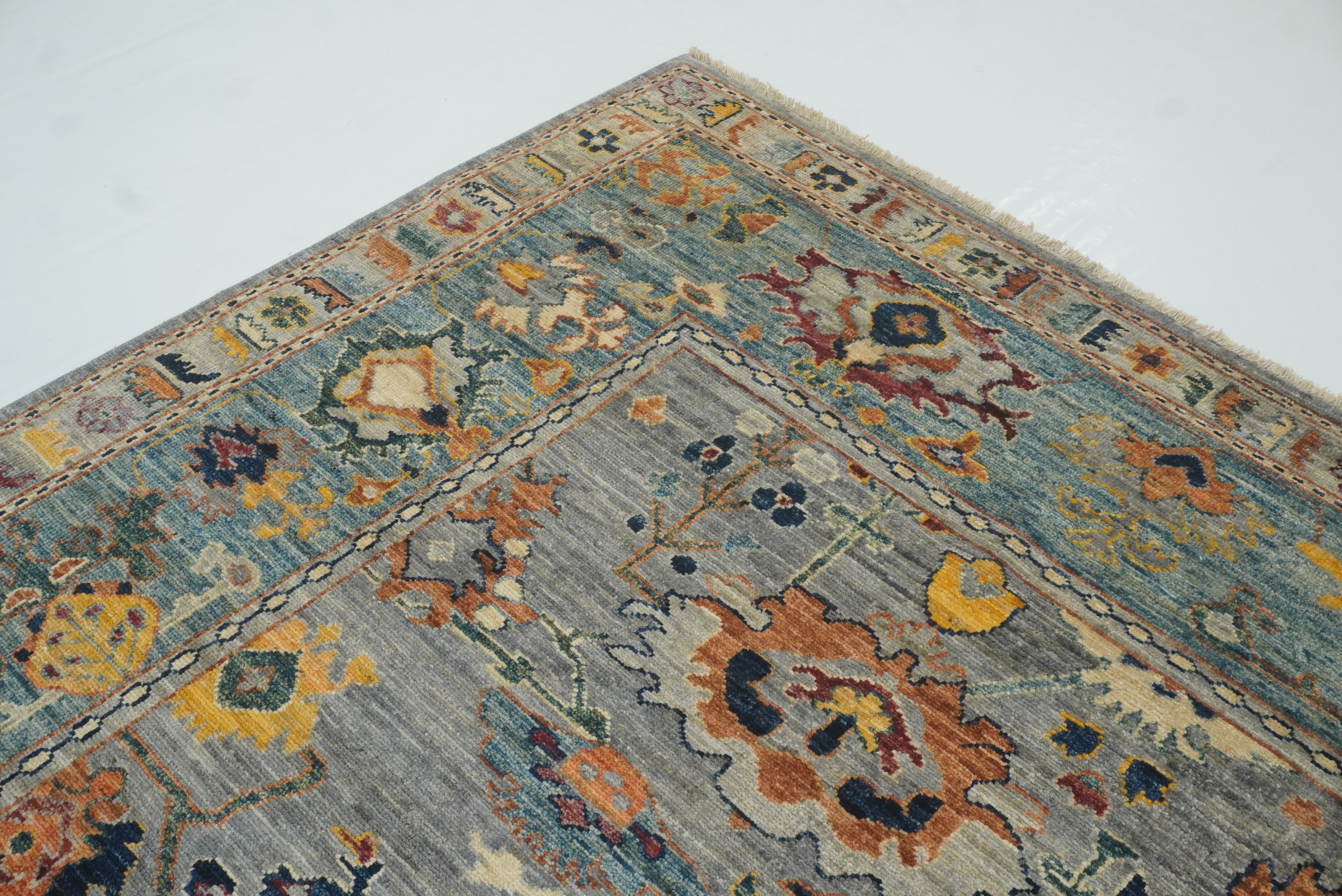 9x12 Gray Oushak Hand knotted Wool Oriental Rug - Yildiz Rugs