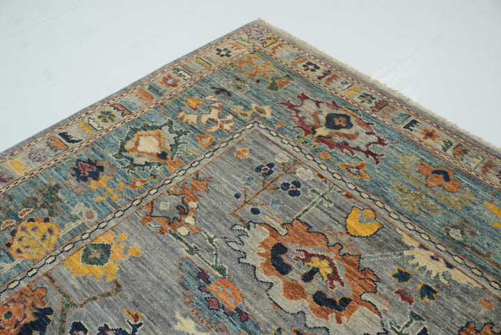 9x12 Gray Oushak Hand knotted Wool Oriental Rug - Yildiz Rugs