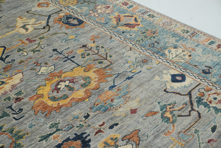 9x12 Gray Oushak Hand knotted Wool Oriental Rug - Yildiz Rugs