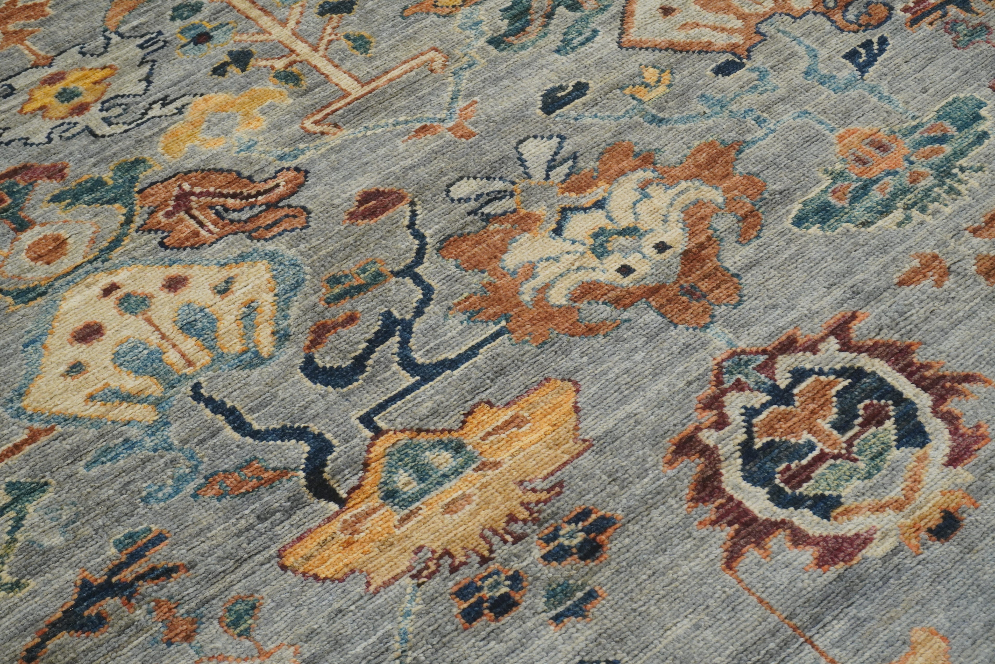 9x12 Gray Oushak Hand knotted Wool Oriental Rug - Yildiz Rugs