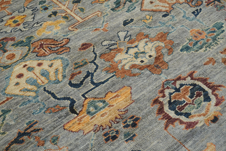 9x12 Gray Oushak Hand knotted Wool Oriental Rug - Yildiz Rugs
