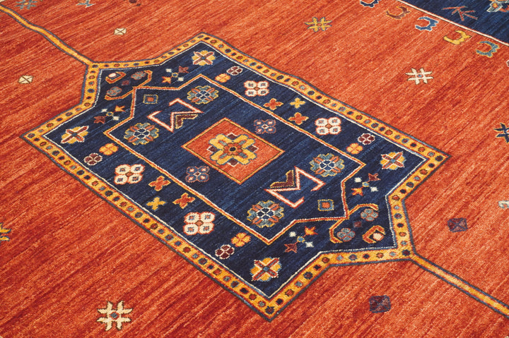 10x14 Red Navy Blue Tribal Gabbeh Afghan Qashqai Rug