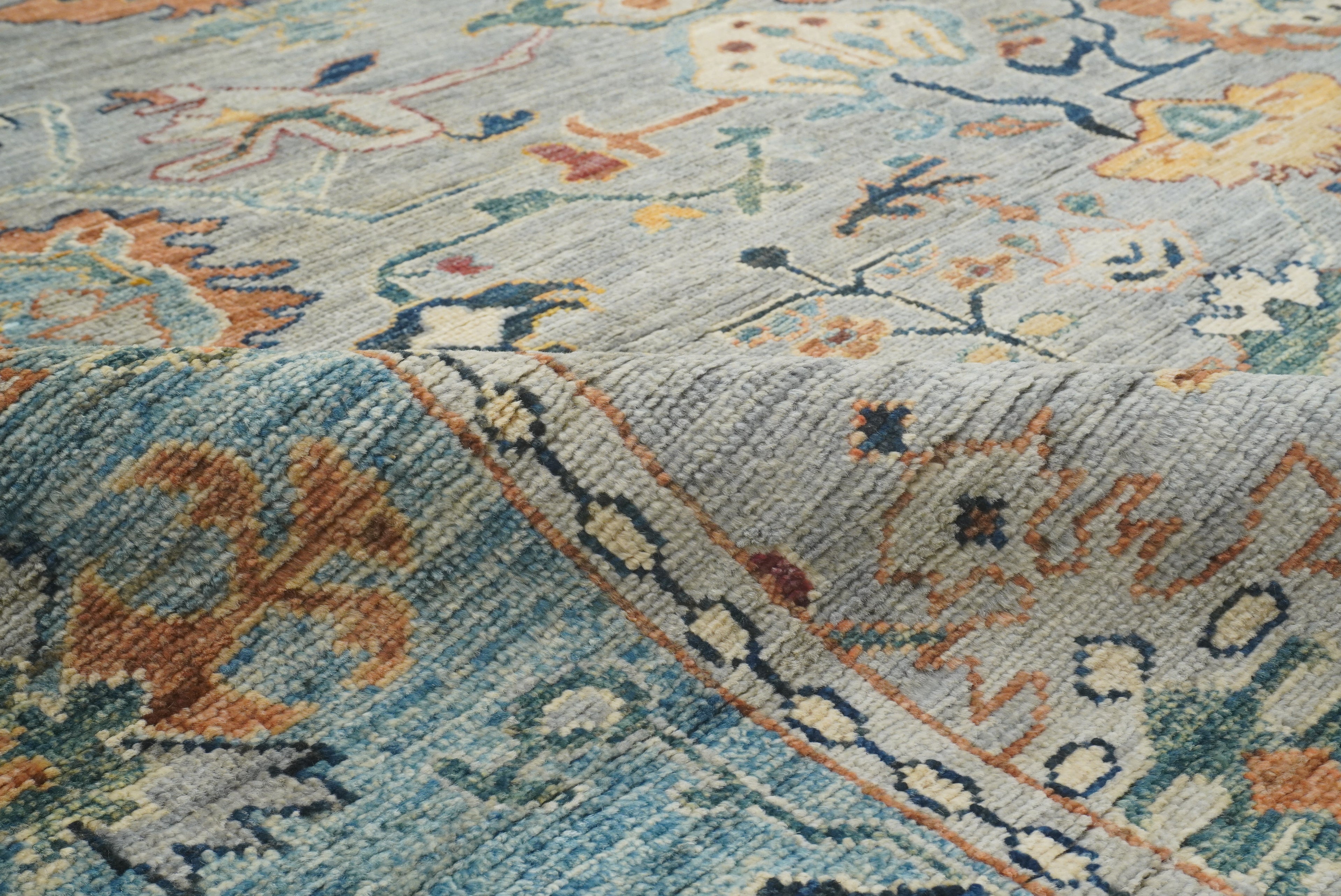 9x12 Gray Oushak Hand knotted Wool Oriental Rug - Yildiz Rugs
