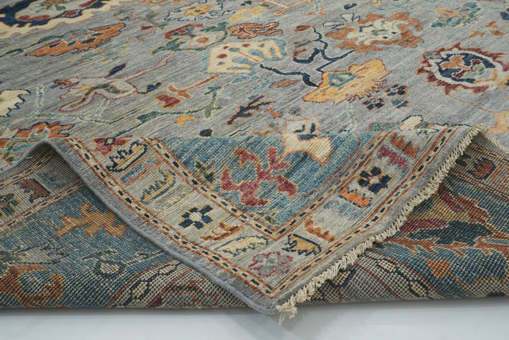 9x12 Gray Oushak Hand knotted Wool Oriental Rug - Yildiz Rugs