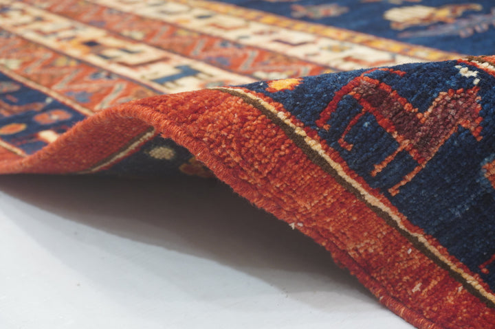 10x14 Red Navy Blue Tribal Gabbeh Afghan Qashqai Rug