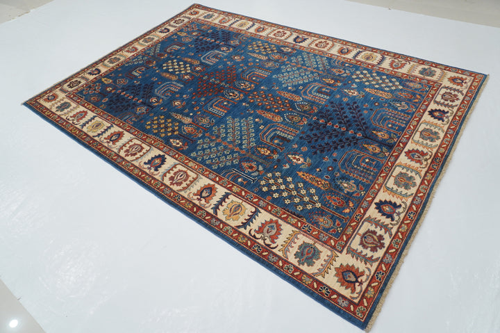 6x9 Blue Bakhshaish Afghan Hand Knotted Traditional Oriental Rug