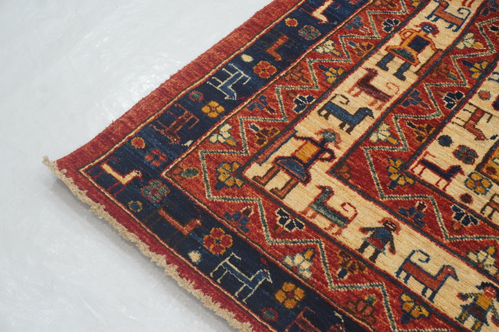 10x14 Red Navy Blue Tribal Gabbeh Afghan Qashqai Rug