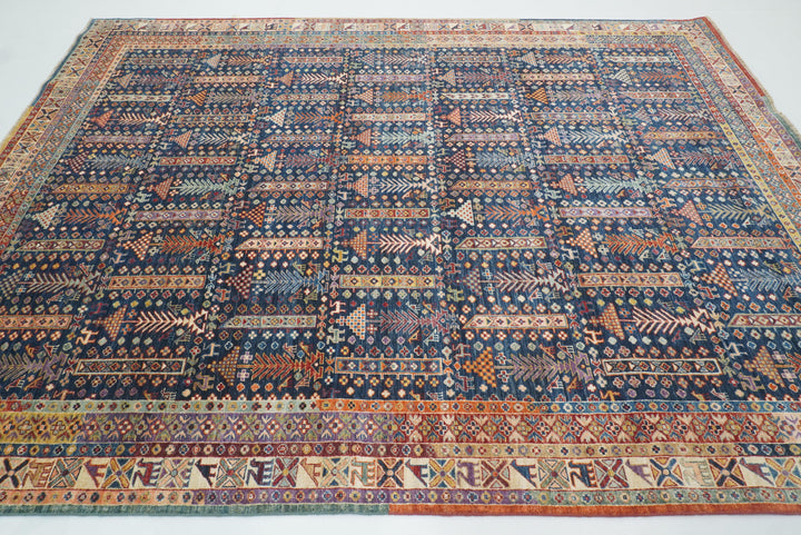 8x10 Afghan Baluch Navy Blue Hand-Knotted Rug - Yildiz Rugs