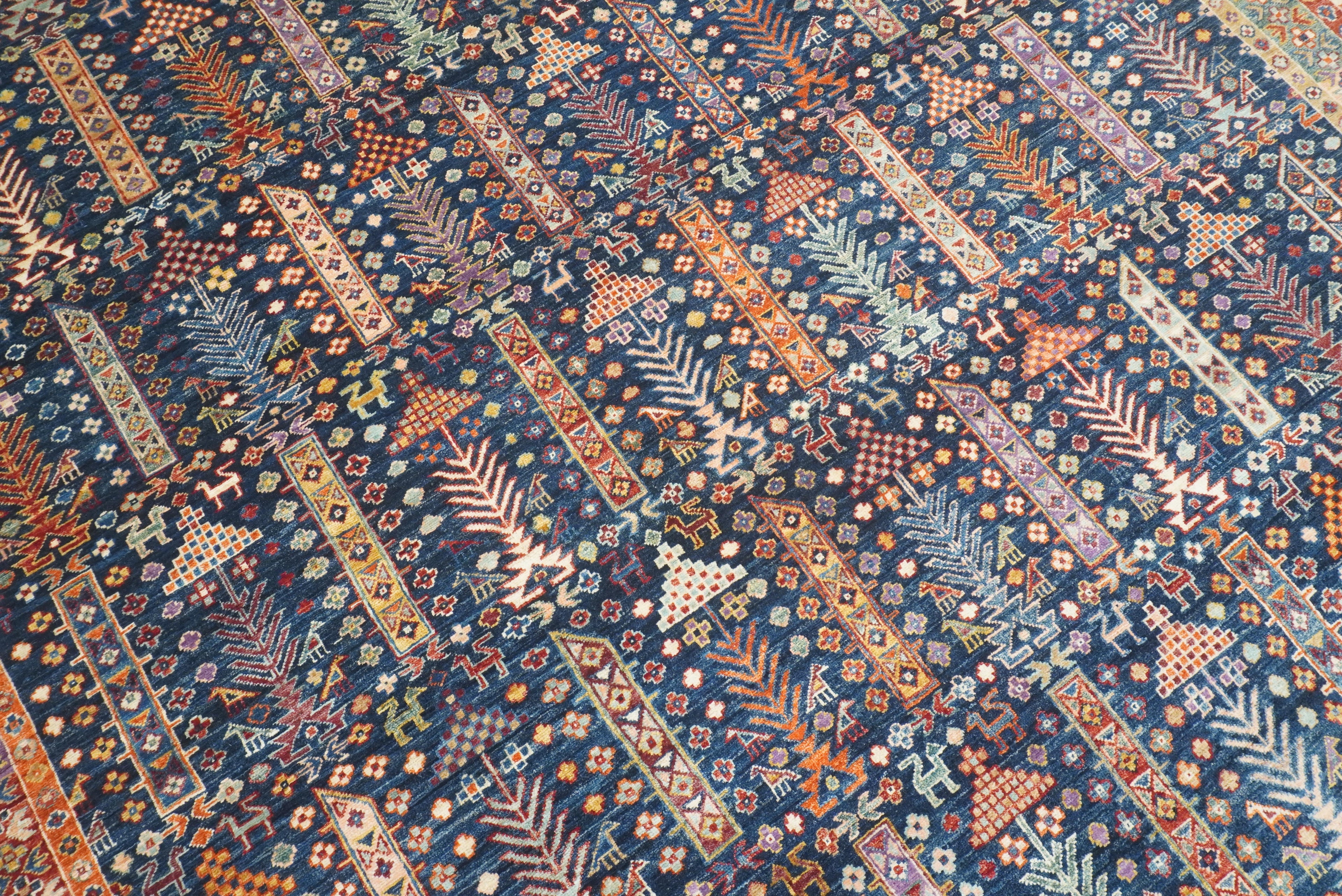 8x10 Afghan Baluch Navy Blue Hand-Knotted Rug - Yildiz Rugs