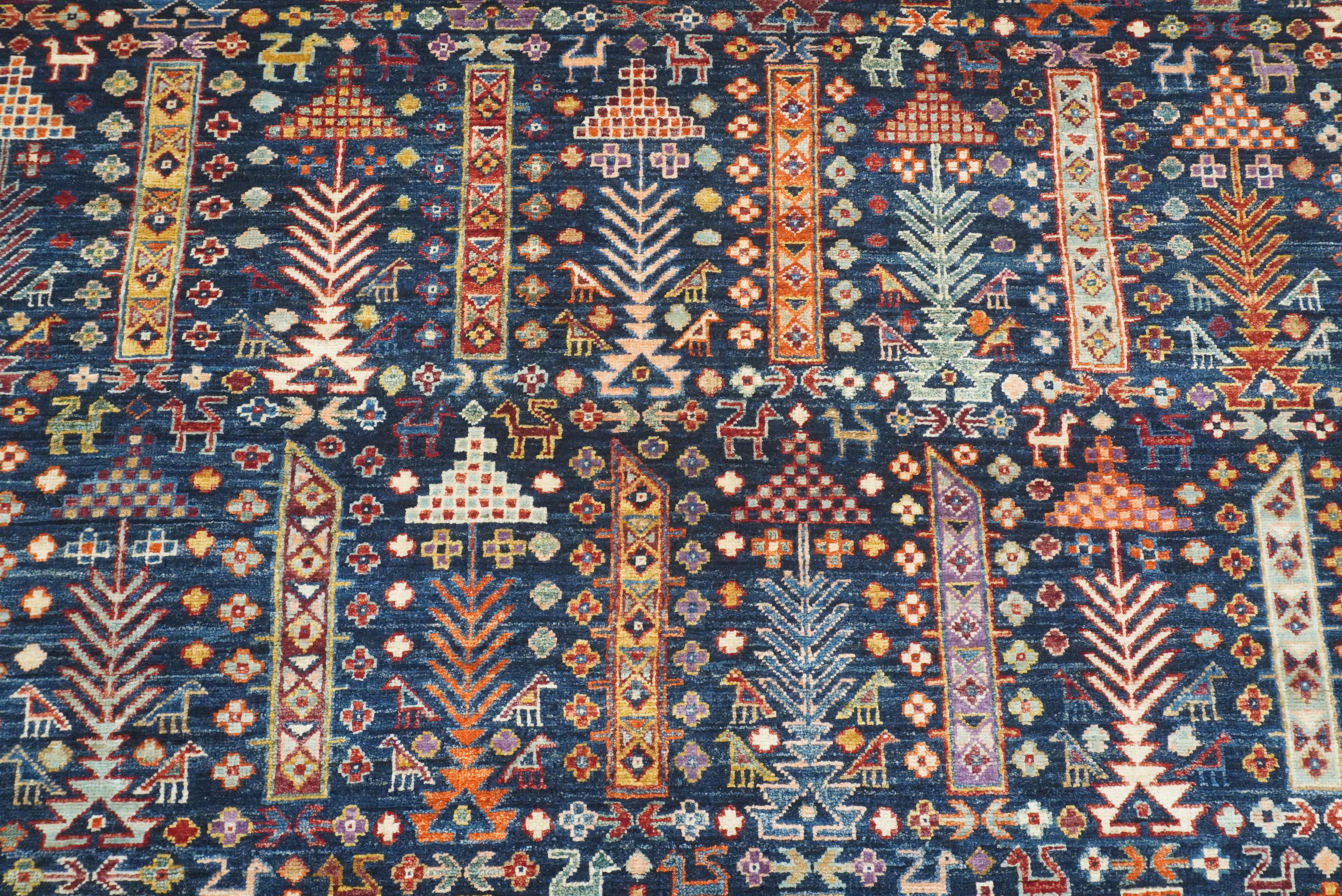 8x10 Afghan Baluch Navy Blue Hand-Knotted Rug - Yildiz Rugs