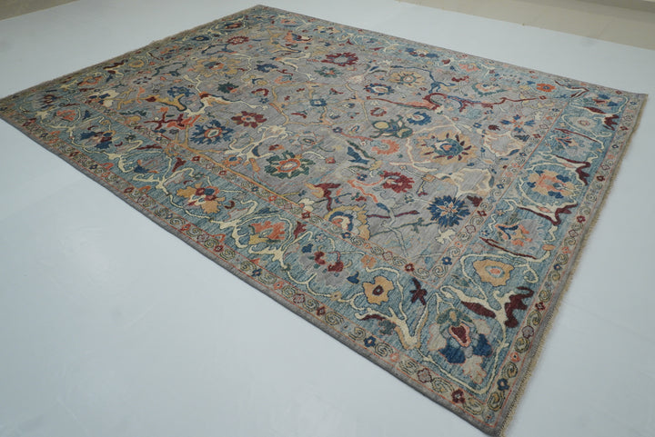 9x12 Gray Oushak Hand knotted Wool Turkish Rug - Yildiz Rugs