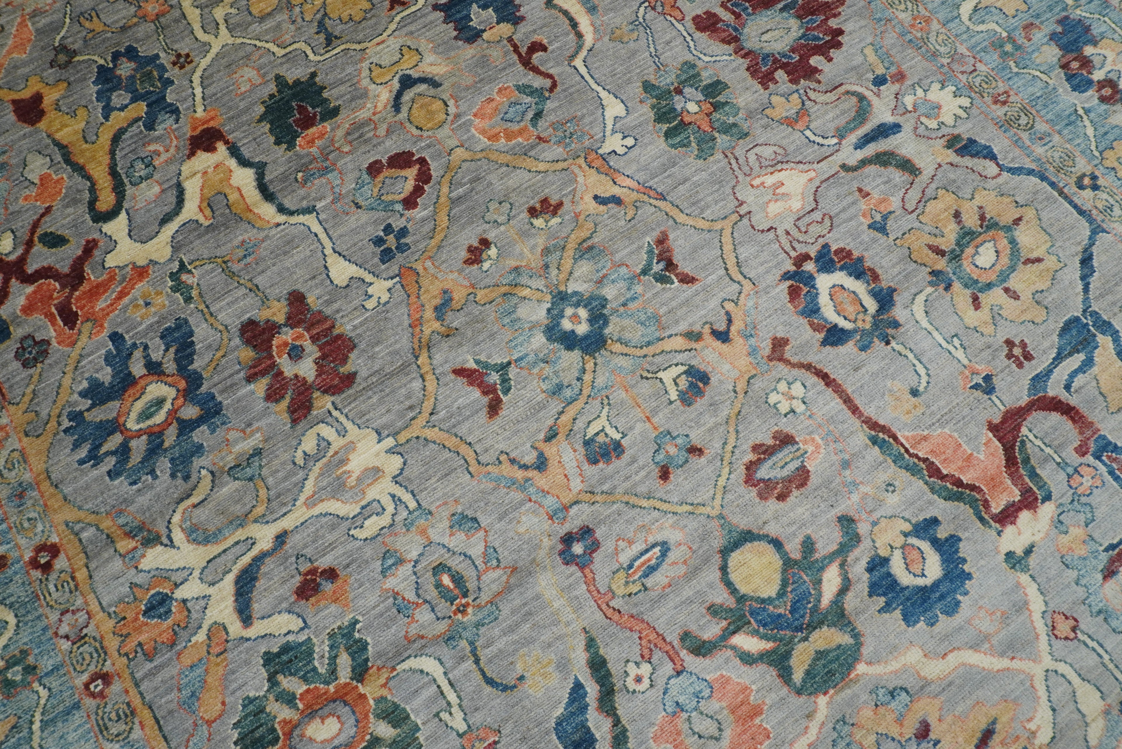 9x12 Gray Oushak Hand knotted Wool Turkish Rug - Yildiz Rugs