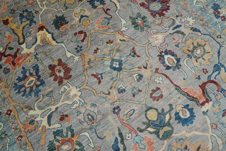 9x12 Gray Oushak Hand knotted Wool Turkish Rug - Yildiz Rugs