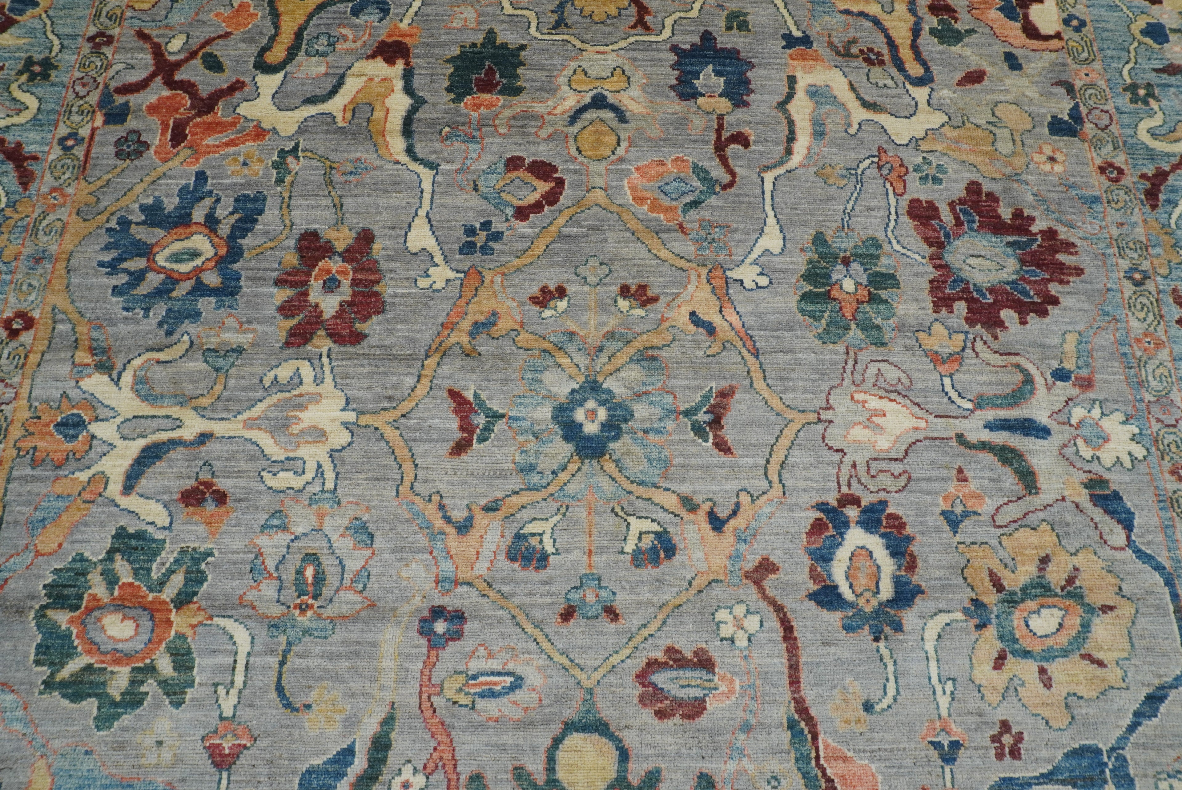 9x12 Gray Oushak Hand knotted Wool Turkish Rug - Yildiz Rugs