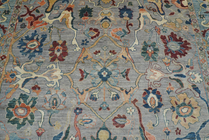 9x12 Gray Oushak Hand knotted Wool Turkish Rug - Yildiz Rugs