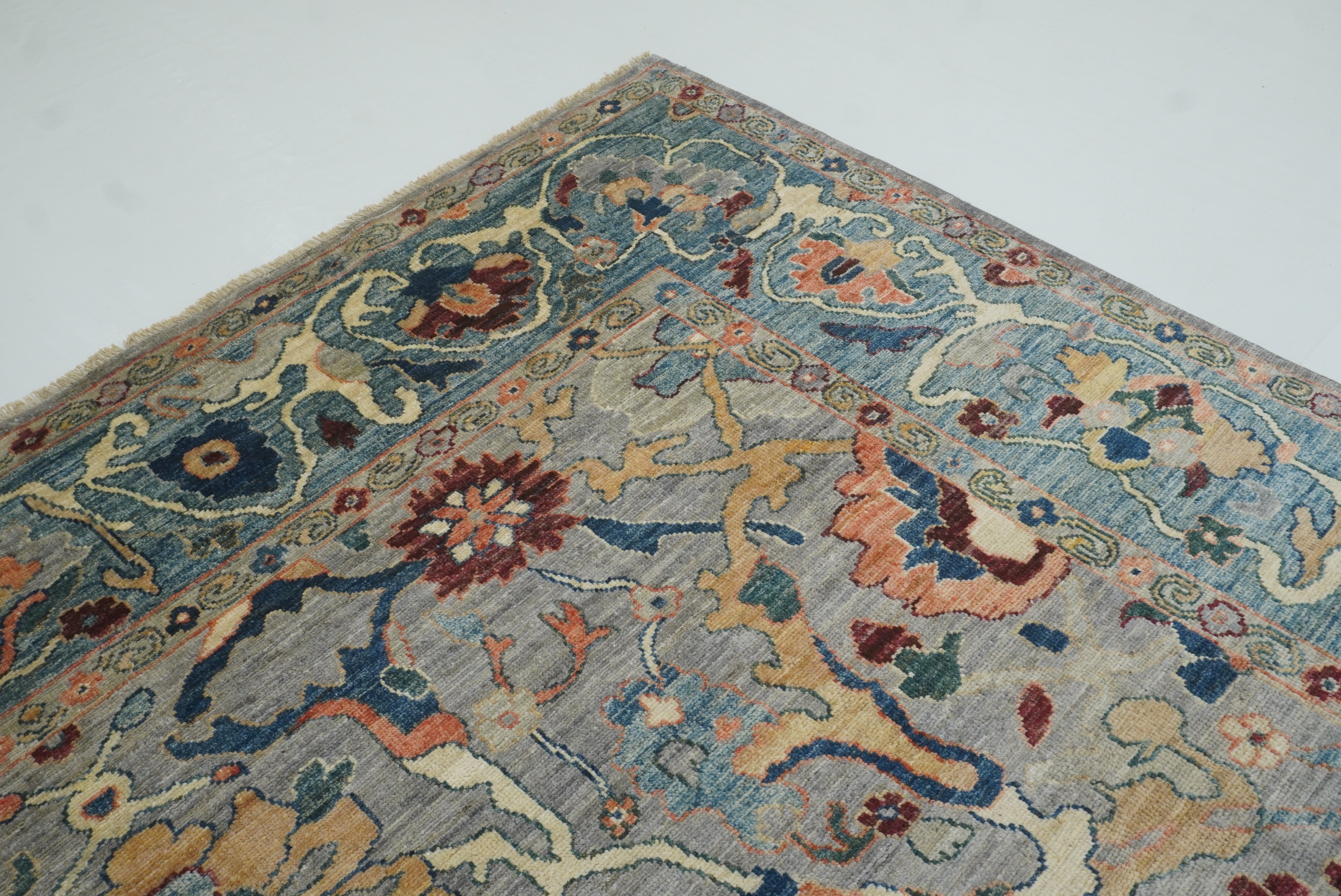 9x12 Gray Oushak Hand knotted Wool Turkish Rug - Yildiz Rugs