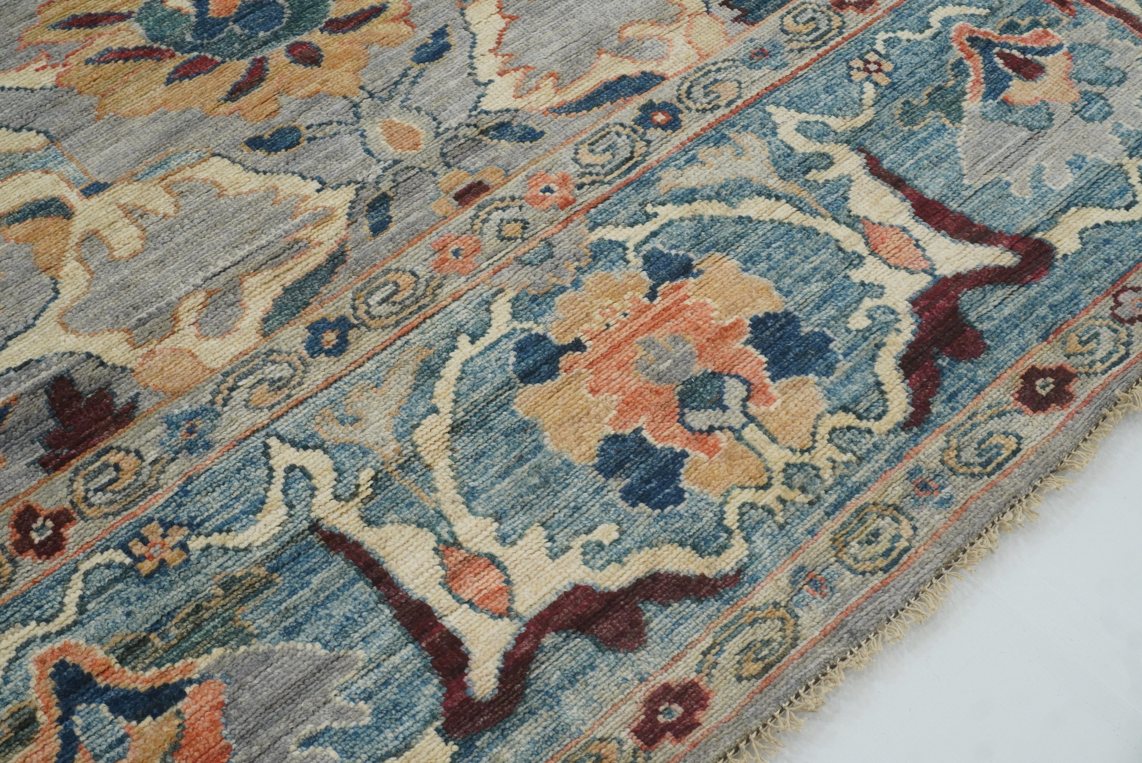 9x12 Gray Oushak Hand knotted Wool Turkish Rug - Yildiz Rugs