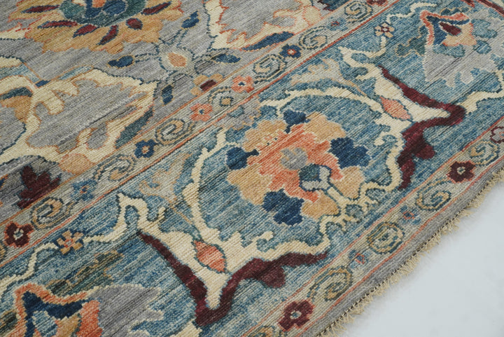 9x12 Gray Oushak Hand knotted Wool Turkish Rug - Yildiz Rugs
