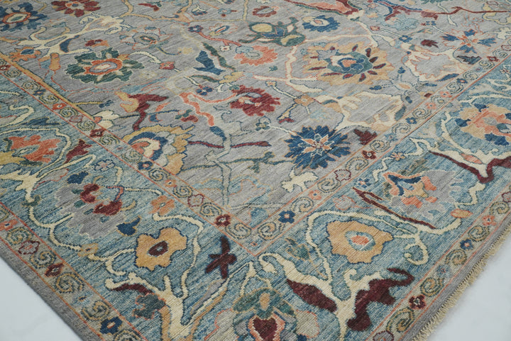 9x12 Gray Oushak Hand knotted Wool Turkish Rug - Yildiz Rugs