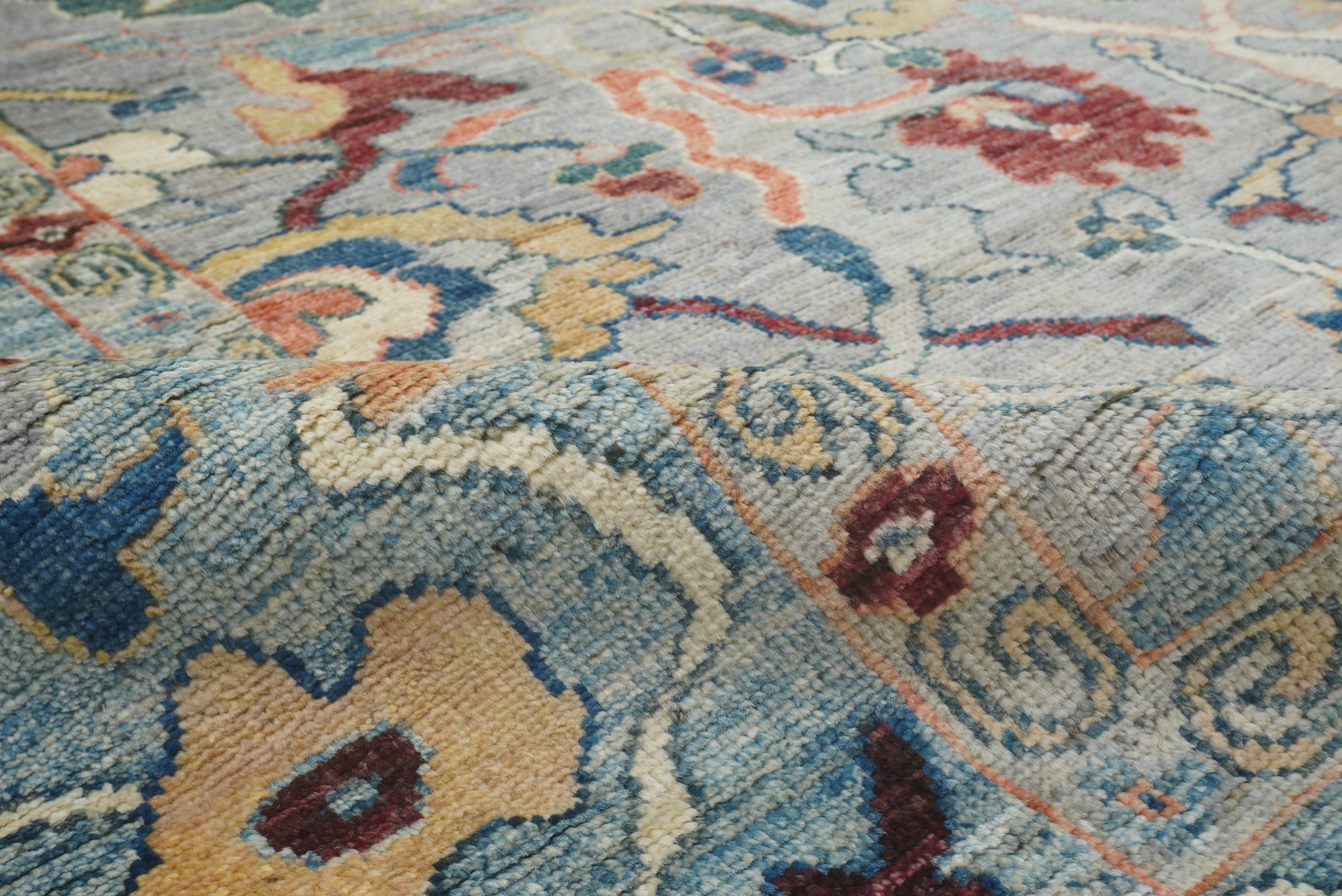 9x12 Gray Oushak Hand knotted Wool Turkish Rug - Yildiz Rugs