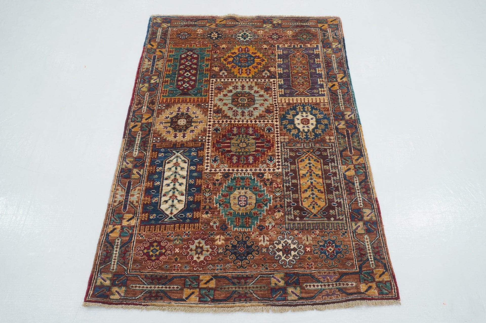 3x5 Brown Baluch Tribal Afghan Hand knotted Rug - Yildiz Rugs