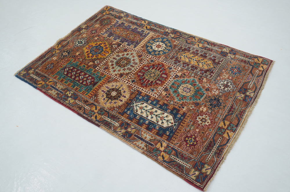 3x5 Brown Baluch Tribal Afghan Hand knotted Rug - Yildiz Rugs