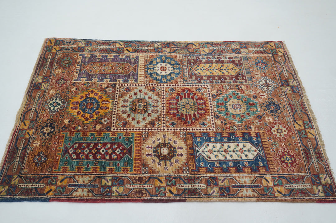 3x5 Brown Baluch Tribal Afghan Hand knotted Rug - Yildiz Rugs