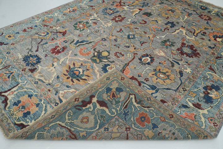 9x12 Gray Oushak Hand knotted Wool Turkish Rug - Yildiz Rugs