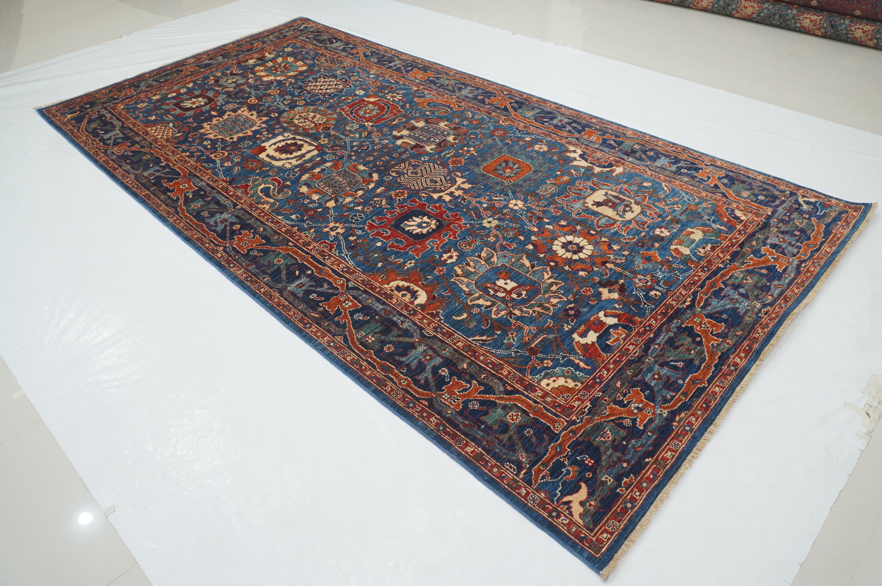 6x12 Navy Blue Bidjar Afghan Hand Knotted Gallery Size Rug - Yildiz Rugs