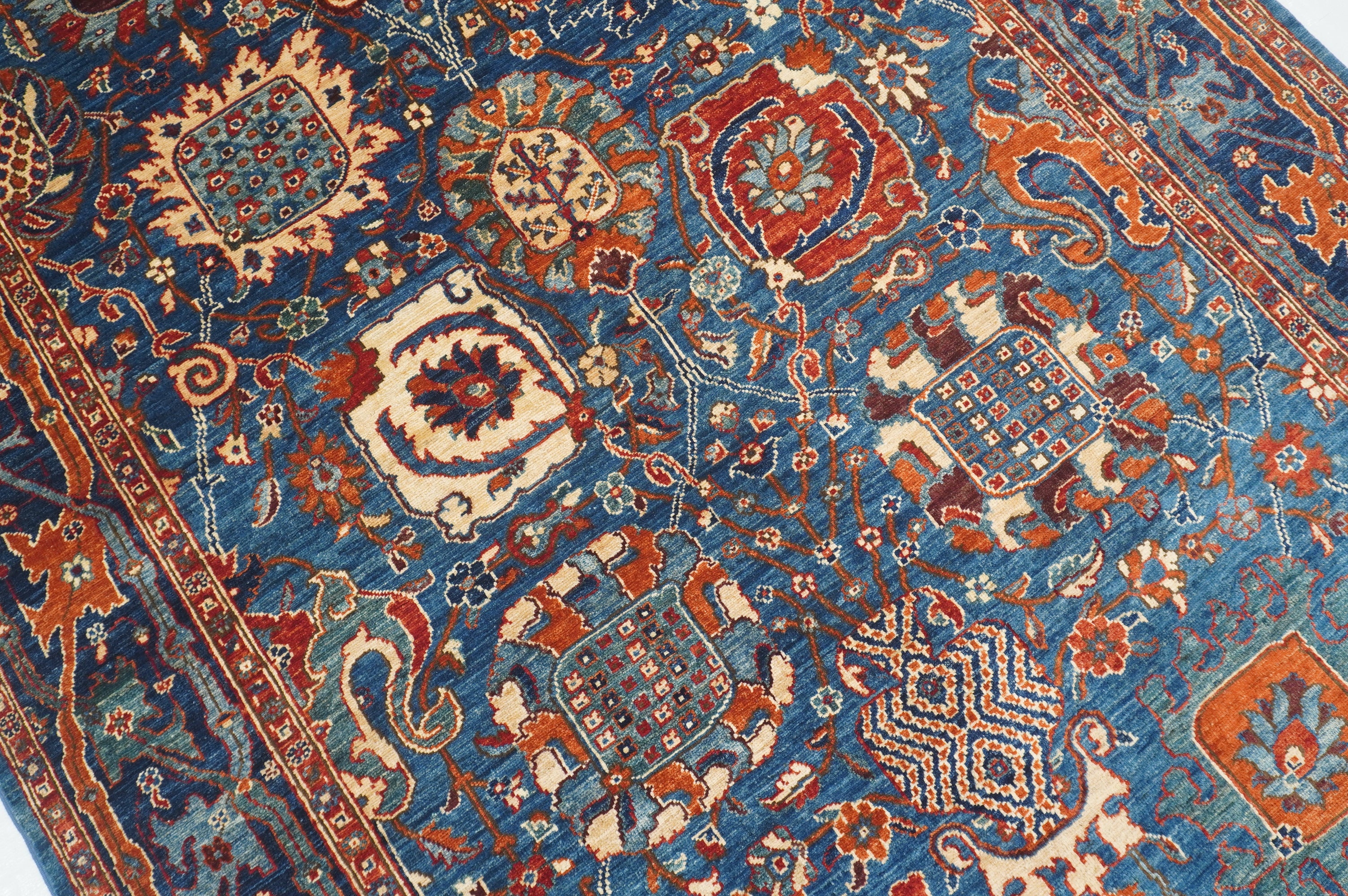 6x12 Navy Blue Bidjar Afghan Hand Knotted Gallery Size Rug - Yildiz Rugs