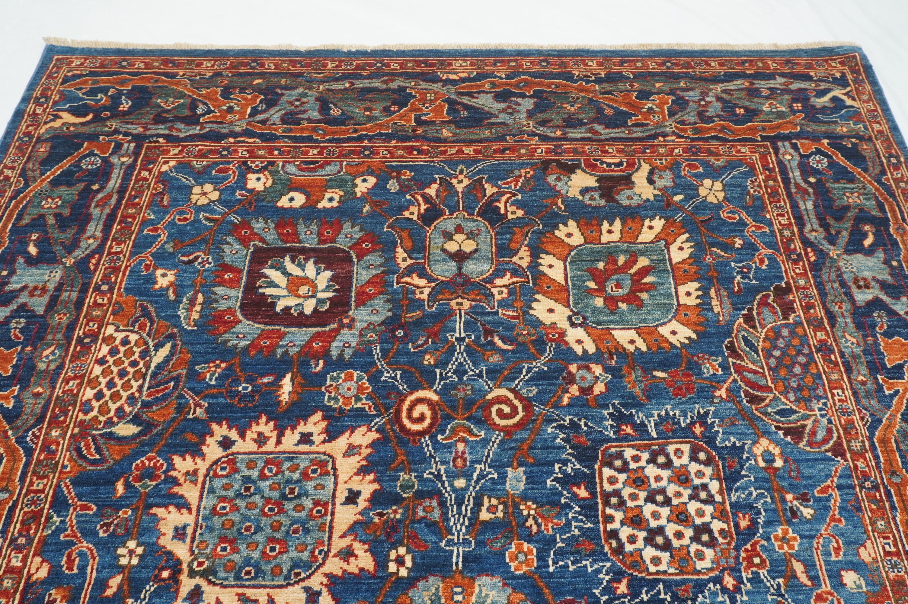 6x12 Navy Blue Bidjar Afghan Hand Knotted Gallery Size Rug - Yildiz Rugs