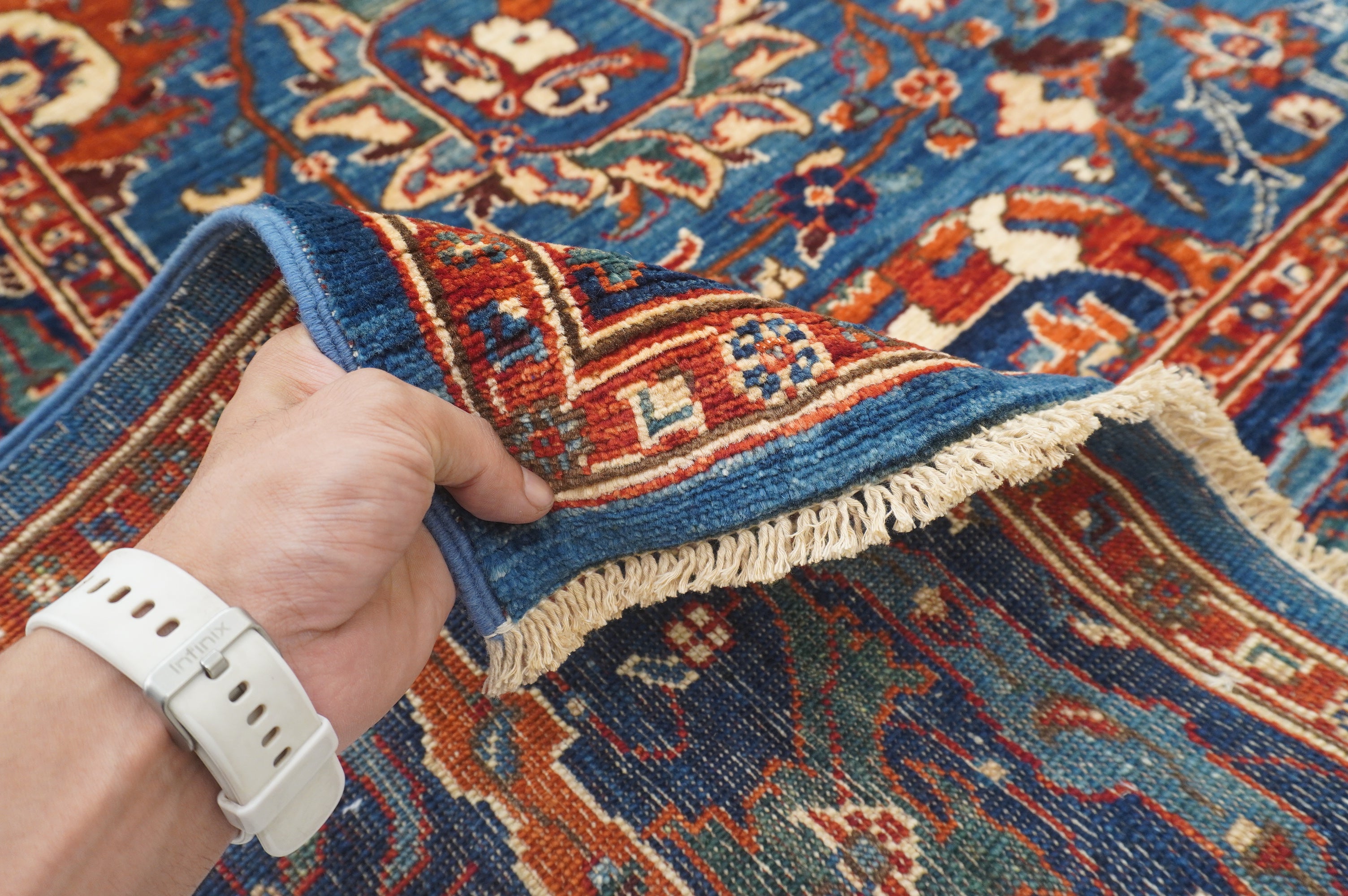 6x12 Navy Blue Bidjar Afghan Hand Knotted Gallery Size Rug - Yildiz Rugs