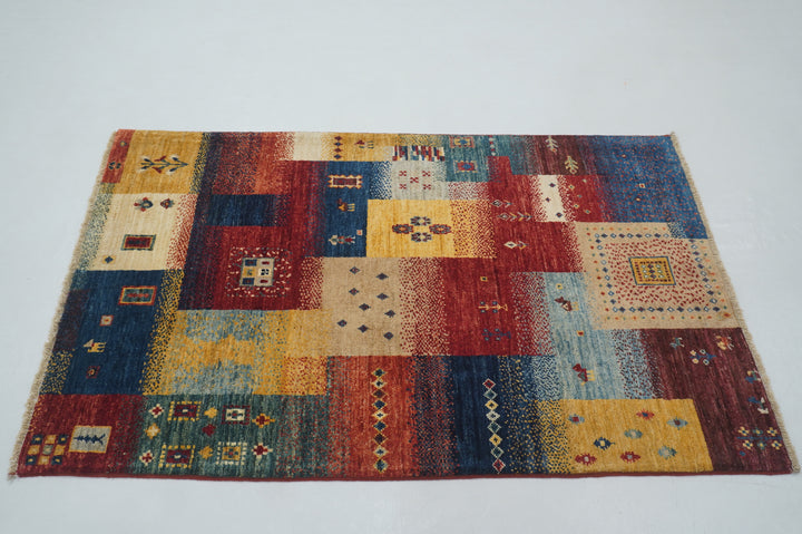 3x5 Red Tribal Gabbeh Nomadic Afghan Hand knotted Rug
