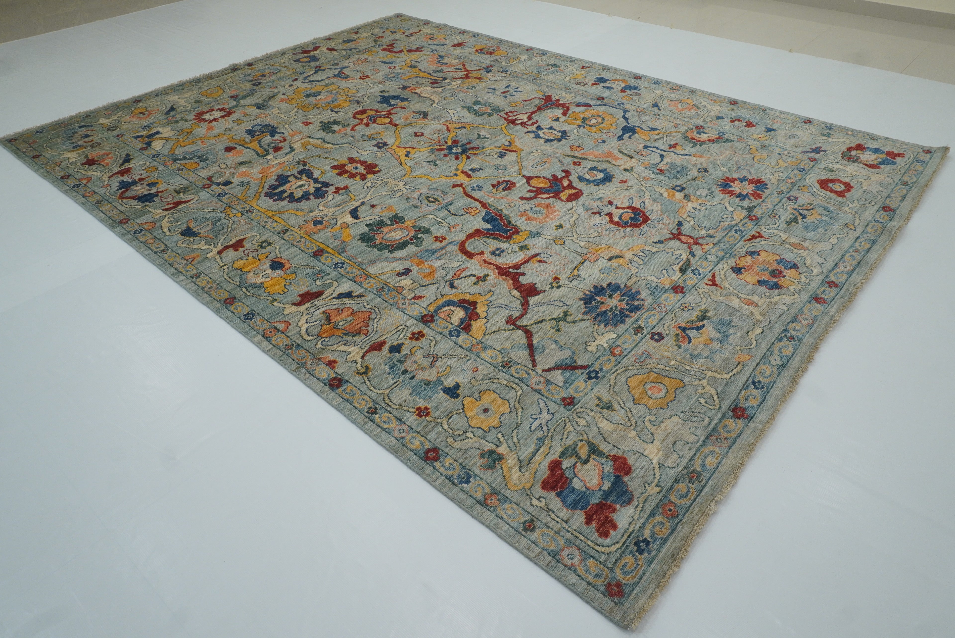 9x12 Oushak Blueish Gray Hand knotted Wool Rug - Yildiz Rugs