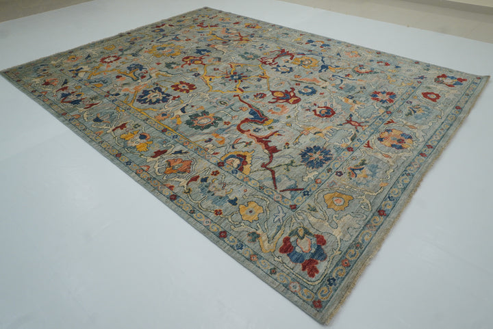 9x12 Oushak Blueish Gray Hand knotted Wool Rug - Yildiz Rugs