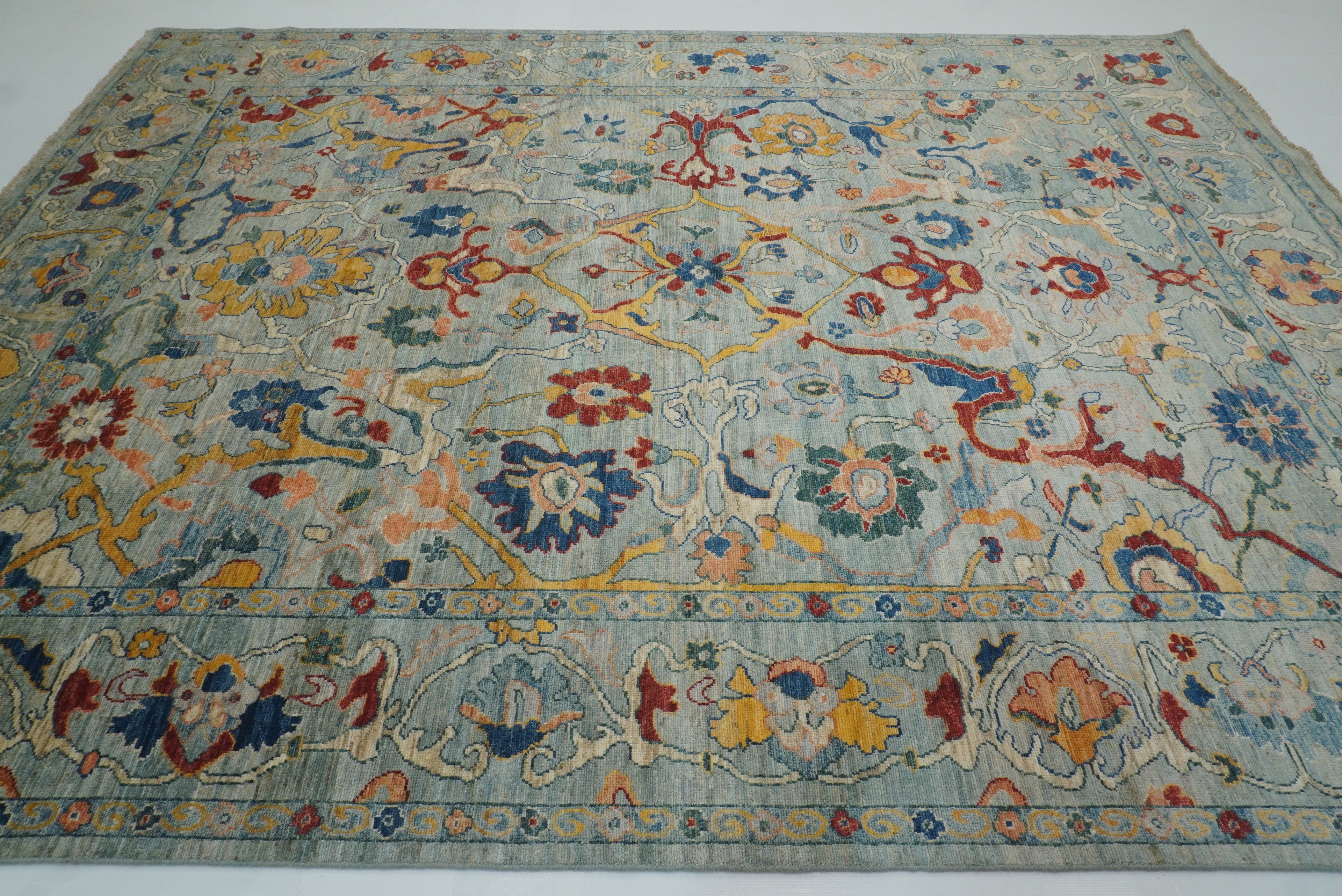 9x12 Oushak Blueish Gray Hand knotted Wool Rug - Yildiz Rugs