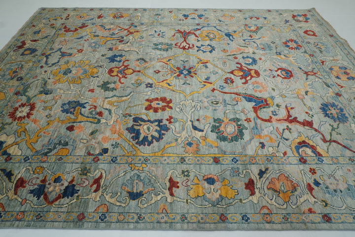 9x12 Oushak Blueish Gray Hand knotted Wool Rug - Yildiz Rugs