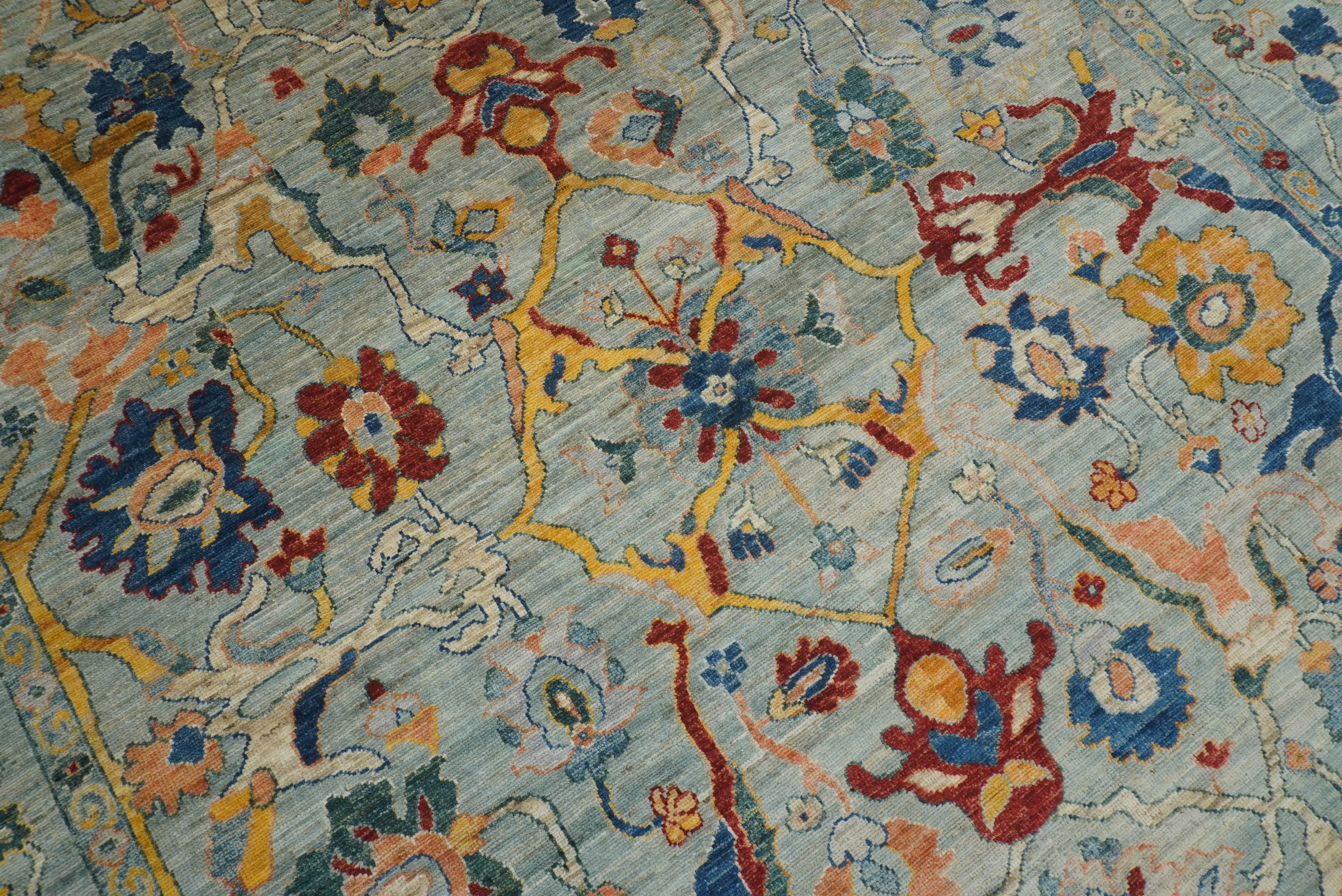9x12 Oushak Blueish Gray Hand knotted Wool Rug - Yildiz Rugs