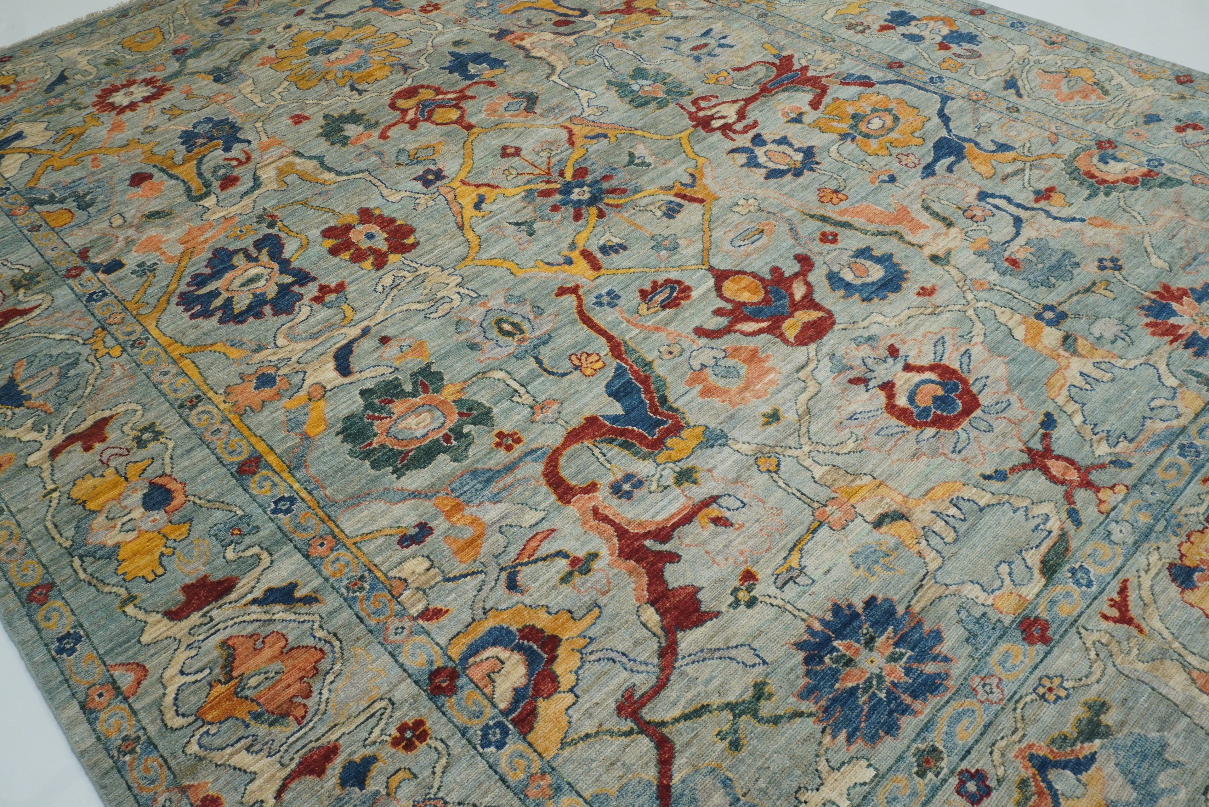 9x12 Oushak Blueish Gray Hand knotted Wool Rug - Yildiz Rugs