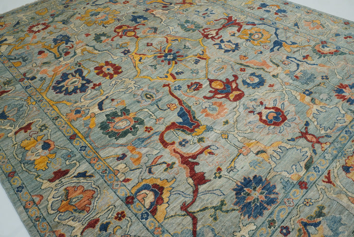 9x12 Oushak Blueish Gray Hand knotted Wool Rug - Yildiz Rugs