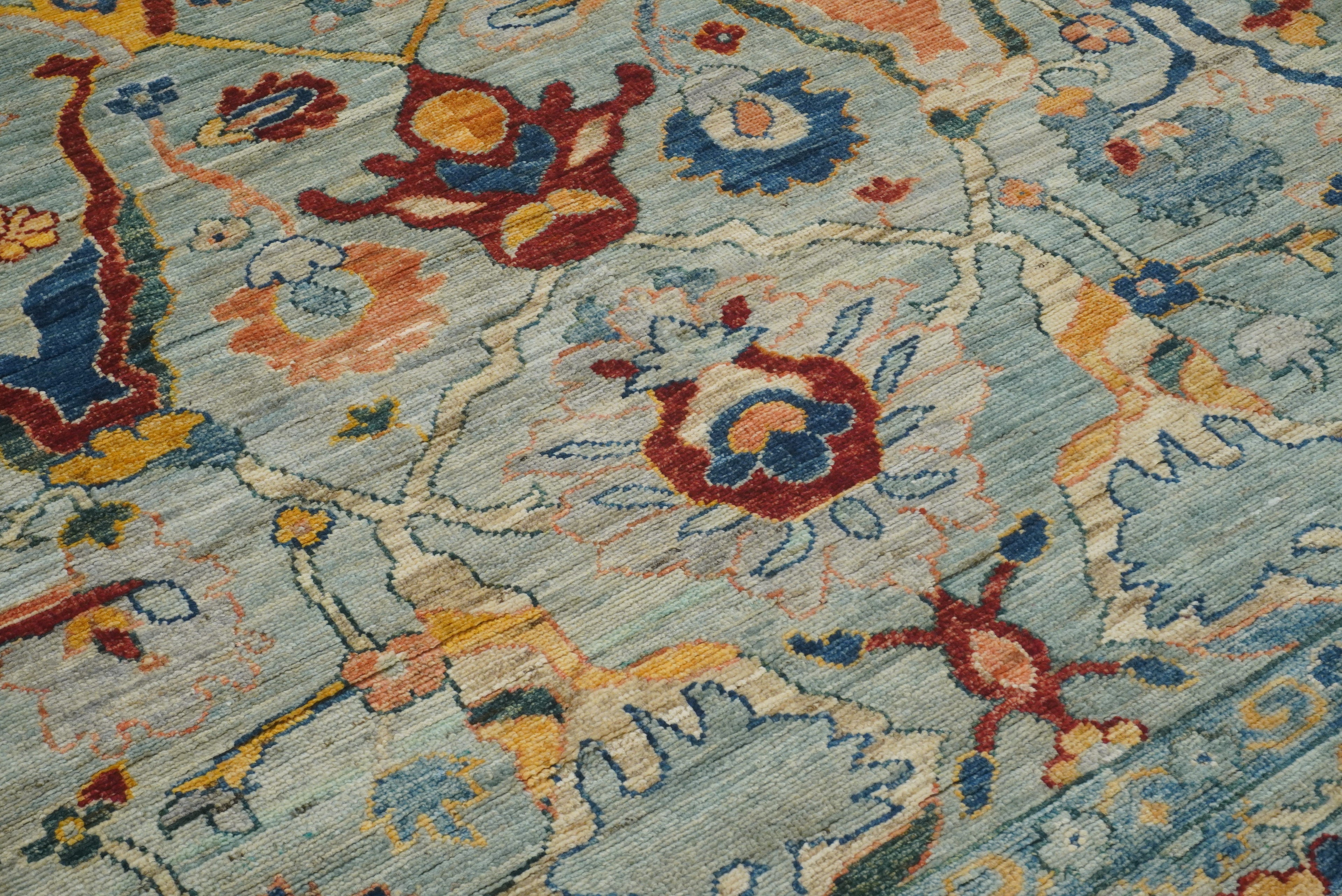 9x12 Oushak Blueish Gray Hand knotted Wool Rug - Yildiz Rugs